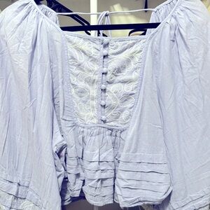 Anthropologie Lavender Purple Babydoll Cropped Long Sleeve